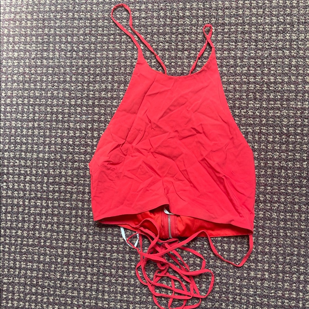 Red crop top- laces around stomach